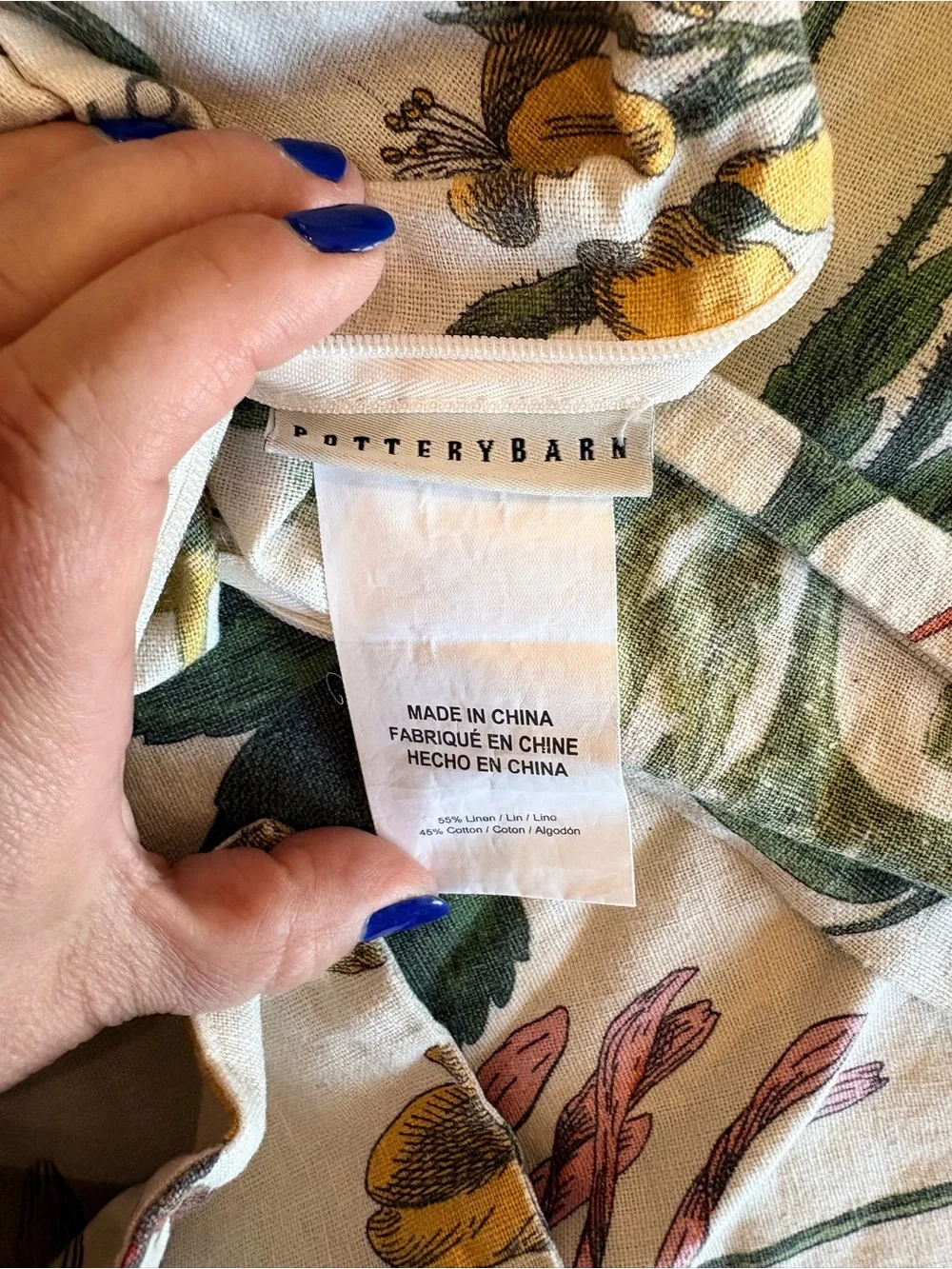 2 Pottery Barn Cream Botanical Linen 24” Pillow Covers